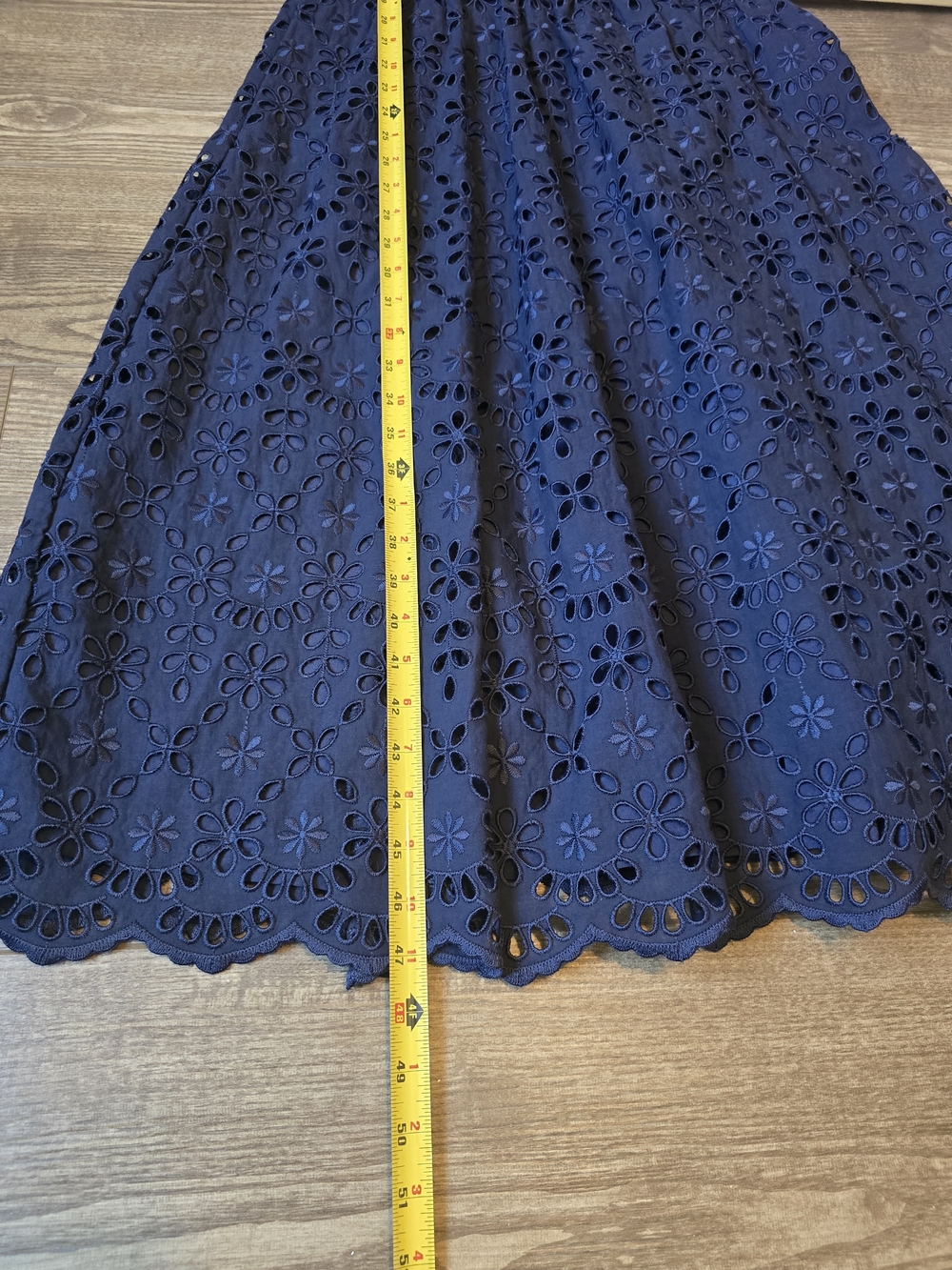 J.Crew Dress Womens 10 Navy Mahalia Embroidered Eyelet Midi Cottagecore Coastal - Picture 7 of 8